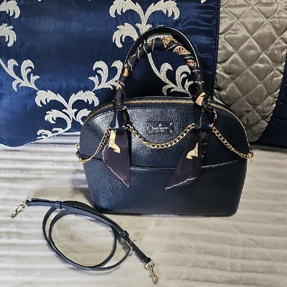 Kate Spade Navy Blue Handbag With Detachable Strap